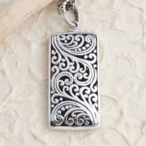 NWOT Hand Made Sterling Silver Pendant, "Decorative Rectangle"